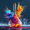 A glass flask filled with colored liquid. Perfect for scientific or laboratory concepts Royalty Free Stock Photo
