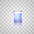 Glass flask icon. Realistic chemical lab glassware equipment. Container with liquid for chemistry Royalty Free Stock Photo