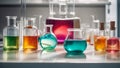 Glass flasks in the laboratory scientist clinical analysis pharmacology tool clinical development