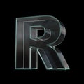 Glass font 3d rendering, letter R