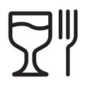 Glass fork vector icon.wine drink glass.Food safe symbol. The international icon for food safe material are a wine glass and a for Royalty Free Stock Photo