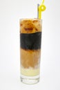 A glass of four layer iced milk coffee