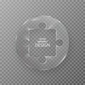 Glass frame in the form of a puzzle. The sparkling transparent banner with a shadow. A template for the text. A design element on Royalty Free Stock Photo