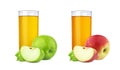 Glass of fresh apple juice and piece of fruit isolated on white background with clipping path Royalty Free Stock Photo