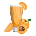 A glass of fresh apricot juice. Vitamin refreshing cocktail with fruit. Vector illustration of a drink Royalty Free Stock Photo