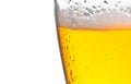 Glass of fresh beer with drops on white background Royalty Free Stock Photo