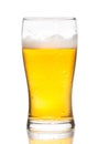 Glass of fresh beer with drops on white background Royalty Free Stock Photo