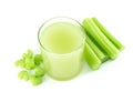 Glass of fresh celery juice isolated on white background, food for health Royalty Free Stock Photo
