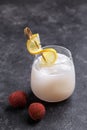 Glass of fresh cold lychee juice