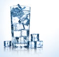 Glass of fresh cool water with ice Royalty Free Stock Photo