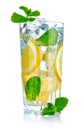 Glass of fresh cool water with lemon