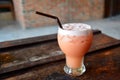 Glass of fresh fruit and strawberry smoothie