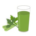 Glass of fresh green celery smoothie juice Royalty Free Stock Photo