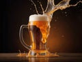 A glass of fresh and ice cold beer splashing Royalty Free Stock Photo