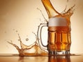 A glass of fresh and ice cold beer splashing Royalty Free Stock Photo