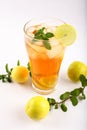 Glass of fresh iced mint lemon tea