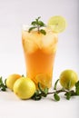 Glass of fresh iced mint lemon tea