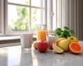 Glass of fresh juice with various fruits Royalty Free Stock Photo