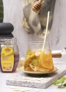 Glass of fresh lemon ice tea with lemongrass Royalty Free Stock Photo
