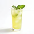 A glass of fresh limeade with mint, isolated on a white background, Royalty Free Stock Photo