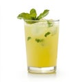A glass of fresh limeade with mint, isolated on a white background, Royalty Free Stock Photo