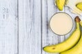 Glass with fresh made Banana juice Royalty Free Stock Photo