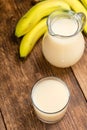 Glass with fresh made Banana juice Royalty Free Stock Photo