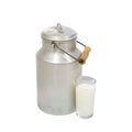 Glass of fresh milk and milk canister Royalty Free Stock Photo