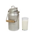 Glass of fresh milk and milk canister Royalty Free Stock Photo