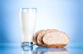 Glass of fresh milk and Three Bread Slices