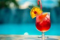 Glass of fresh non-alcoholic alcoholic drink tropical cocktail drinking beverage juicy refreshing icy cold tequila Royalty Free Stock Photo