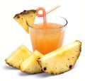 Glass of fresh pineapple juice and pineapple Royalty Free Stock Photo