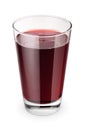 Glass of fresh red juice isolated on white