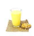 Glass of fresh sweet corn juice with corn grain Royalty Free Stock Photo