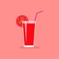 Glass of fresh tomato juice vector illustration