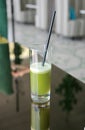 Glass of fresh vegetable celery juice Royalty Free Stock Photo