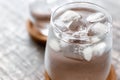 Glass of fresh water with ice cubes on table, closeup Royalty Free Stock Photo