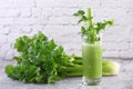 Glass of freshly made celery smoothie