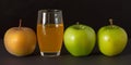 A Refreshing Still Life: Orange Juice and Green Apples. Generative AI Royalty Free Stock Photo