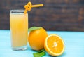 Glass of freshly squeezed tropical orange juice