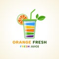 A glass of fruit or orange juice. Vector 3D logo. Royalty Free Stock Photo