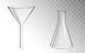 Glass funnel and flask, glassware for chemical lab