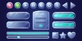 Glass game buttons, ui or ux menu panel elements Royalty Free Stock Photo
