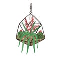 Glass geometric hanging florarium in modern scandinavian style. Plant terrarium with blooming cactus and succulent. Cozy