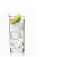 Glass of gin and tonic with ice and lime