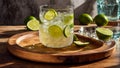 Glass tasty gin tonic, lime, ice beverage cocktail bar cold liquid vintage elegance luxury Royalty Free Stock Photo