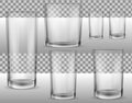 Glass glasses empty. Set of vector realistic illustrations, isolated icons Royalty Free Stock Photo