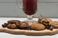 Glass of glintwein or mulled hot wine Royalty Free Stock Photo