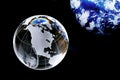 Glass globe ball on a black background