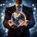 glass globe with an Earth map, symbolizing the intersection of business and environmental stewardship. Royalty Free Stock Photo